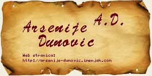 Arsenije Dunović vizit kartica